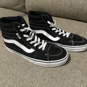 Vans Women’s Black and White High-Top Sneakers Old Skool